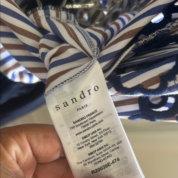 SANDRO Paris Josefine Pleated Evelet-lace midi Dress MSRP$515 - Picture 5 of 16